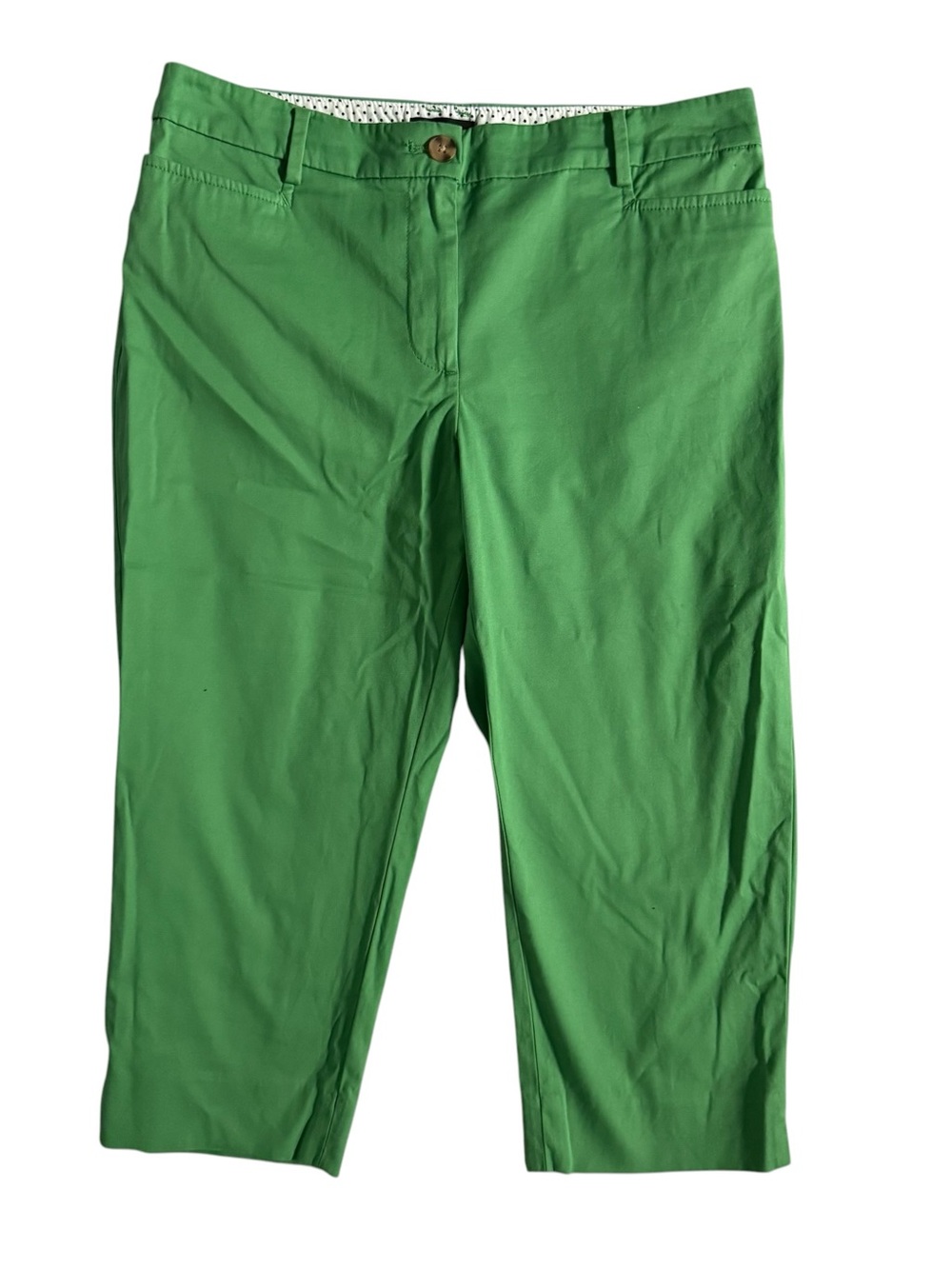 Talbots Slim Leg Perfect Skimmer Capri Pants Women's 6 Petite Green Flat Front